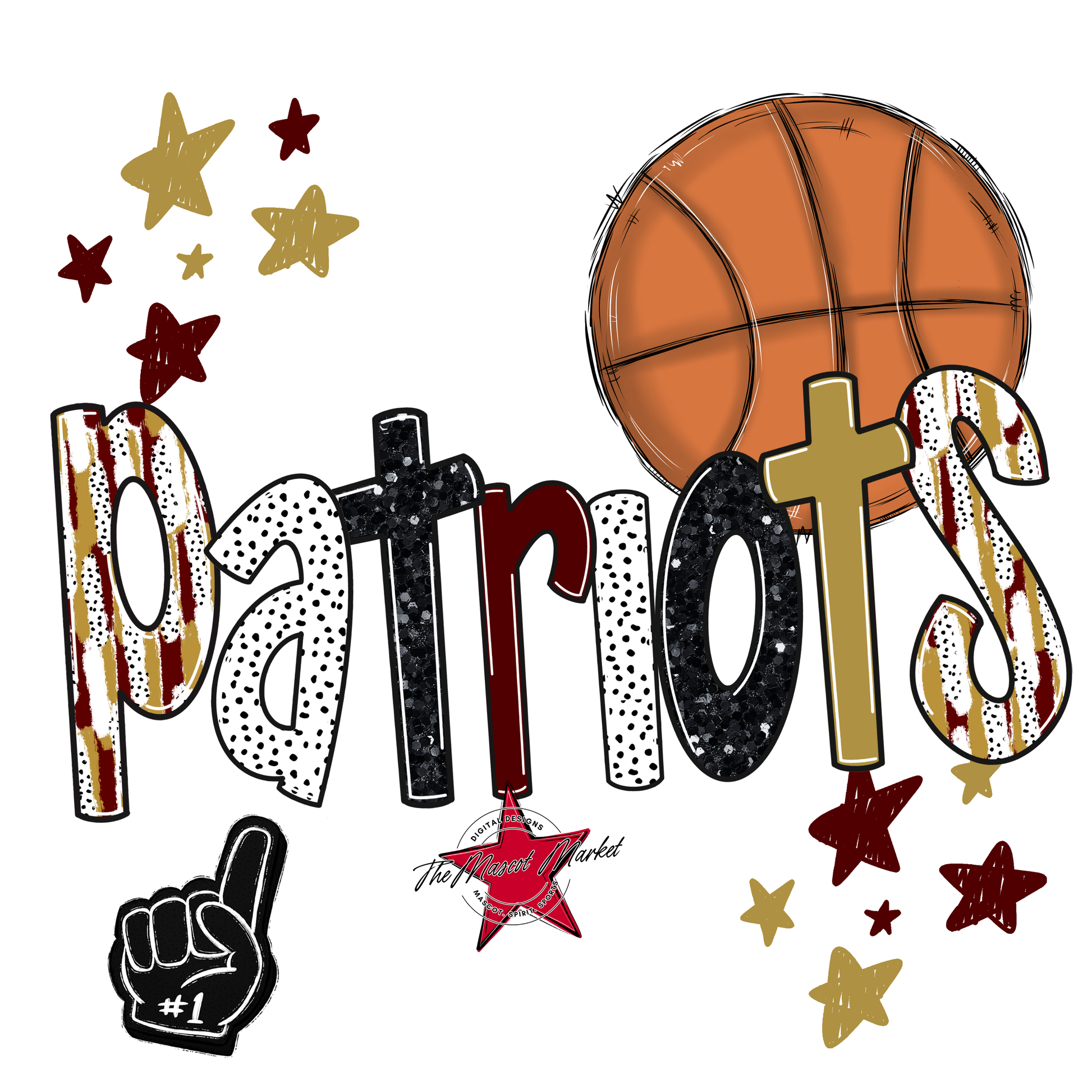 Patriots Basketball Scrape-Maroon-Gold