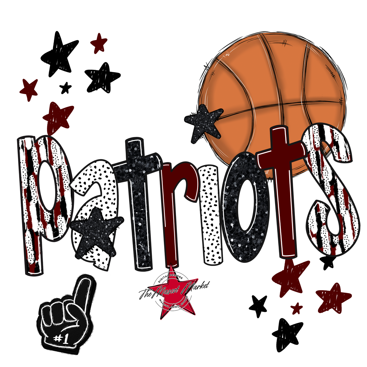 Patriots Basketball Scrape-Maroon