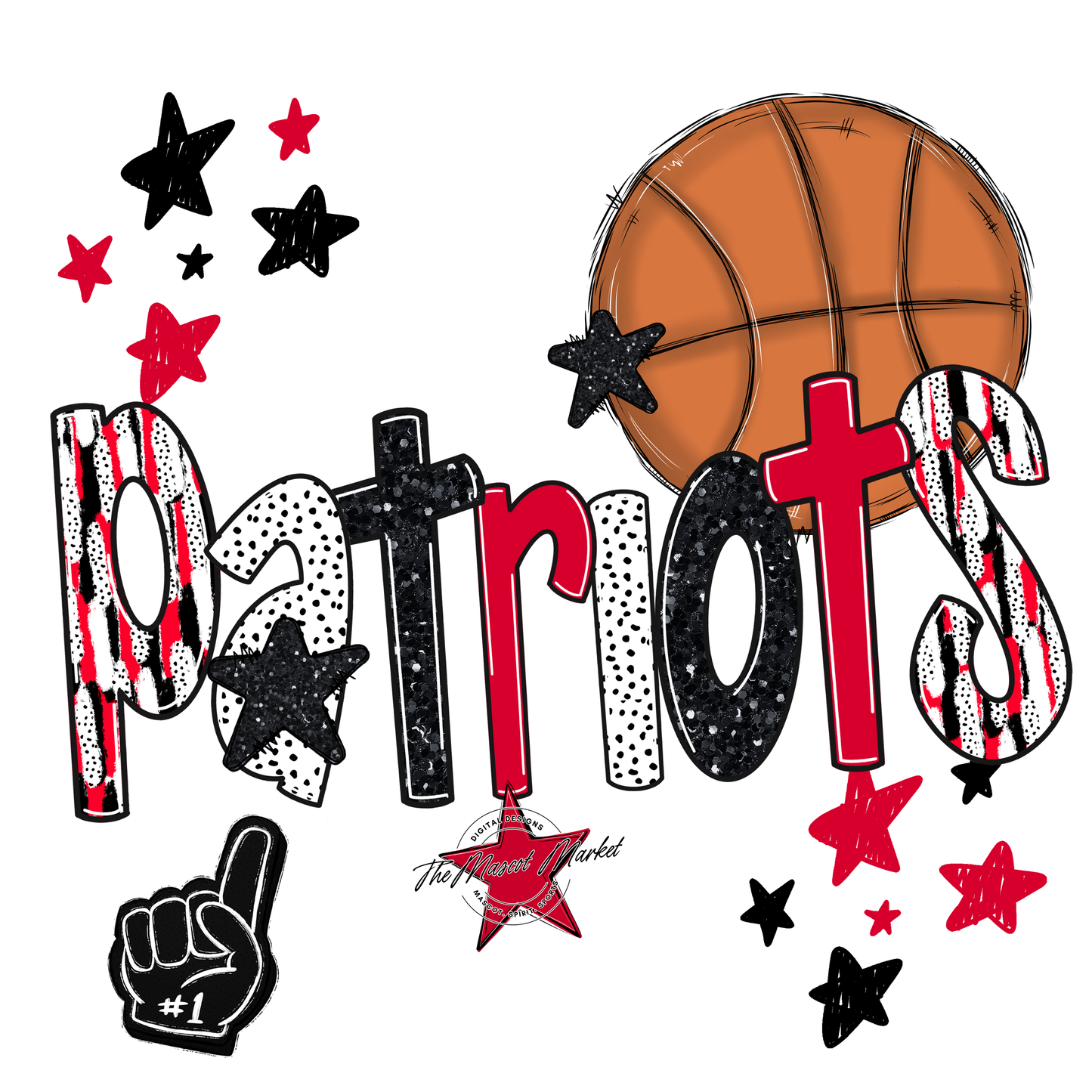 Patriots Basketball Scrape-Red