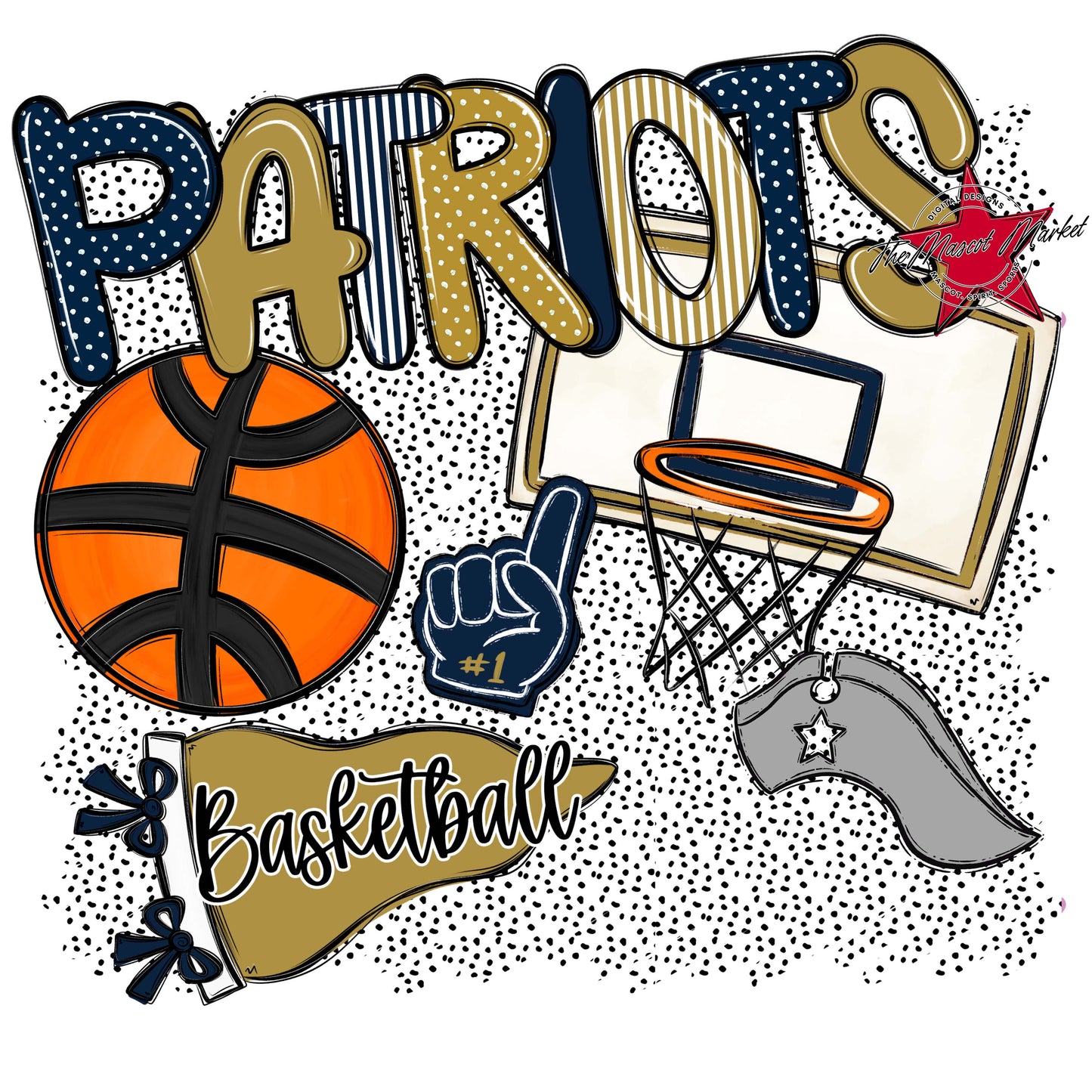 Patriots Basketball Spirit-Navy & Gold
