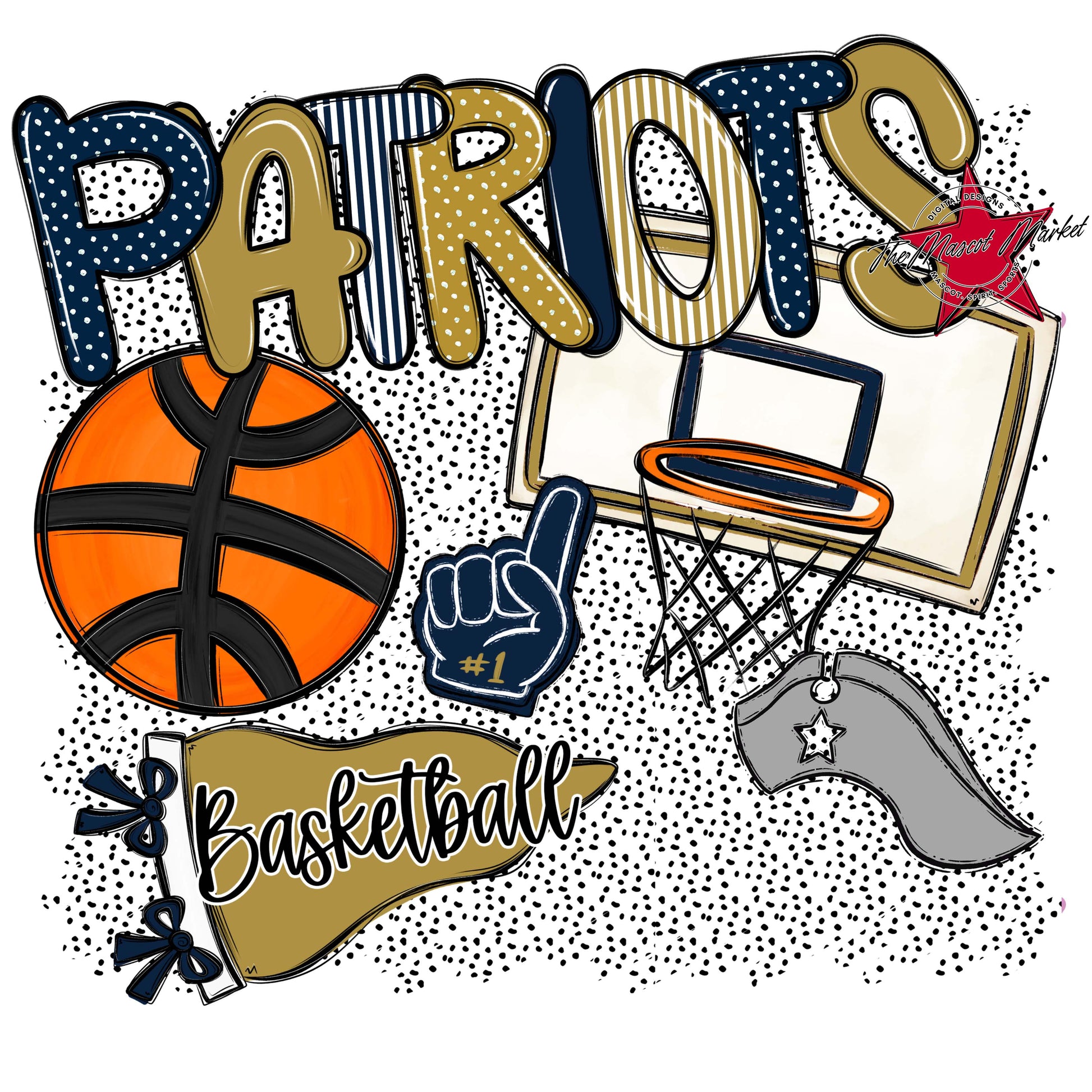 Patriots Basketball Spirit-Navy & Gold