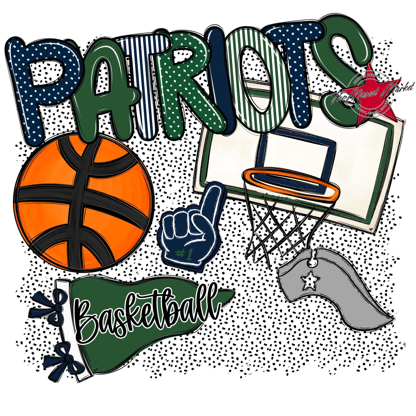 Patriots Basketball Spirit-Navy & Green