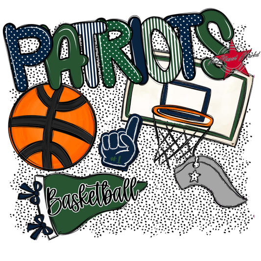 Patriots Basketball Spirit-Navy & Green