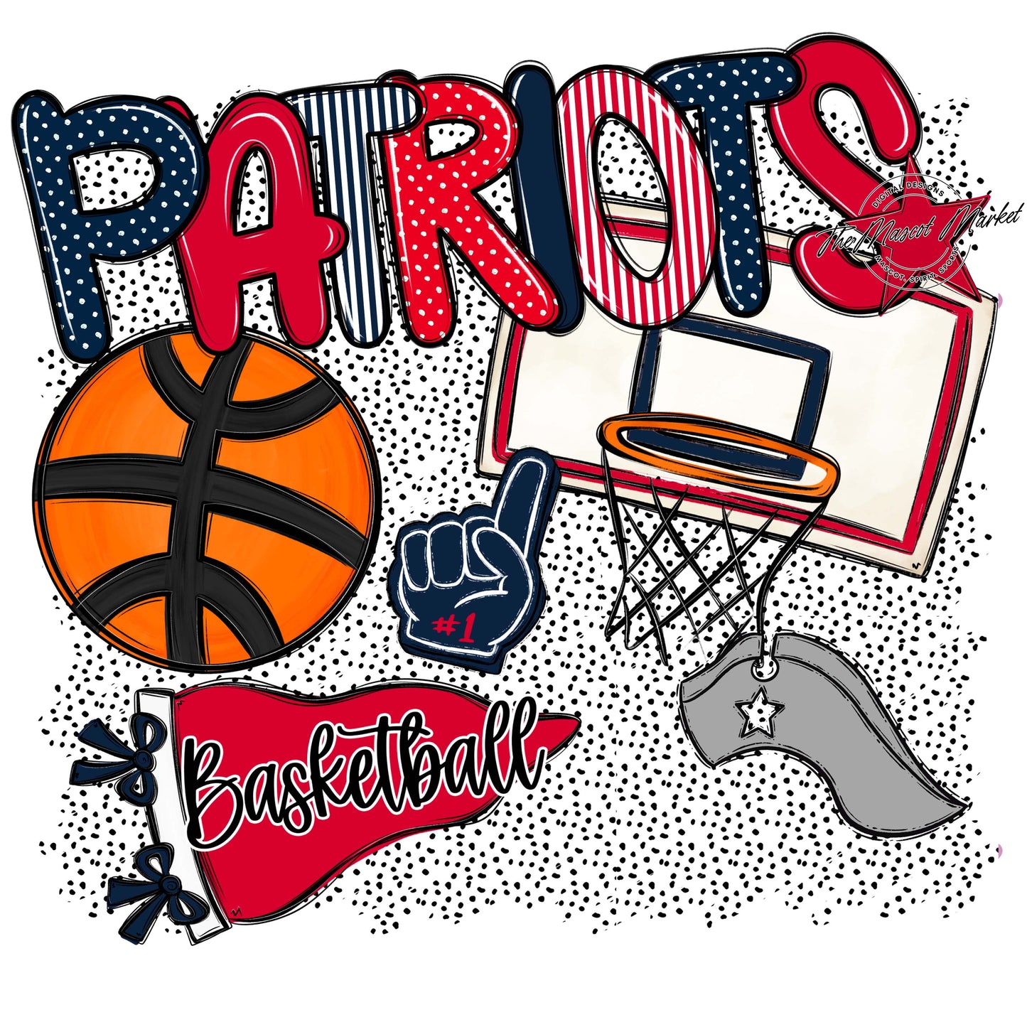 Patriots Basketball Spirit-Navy & Red