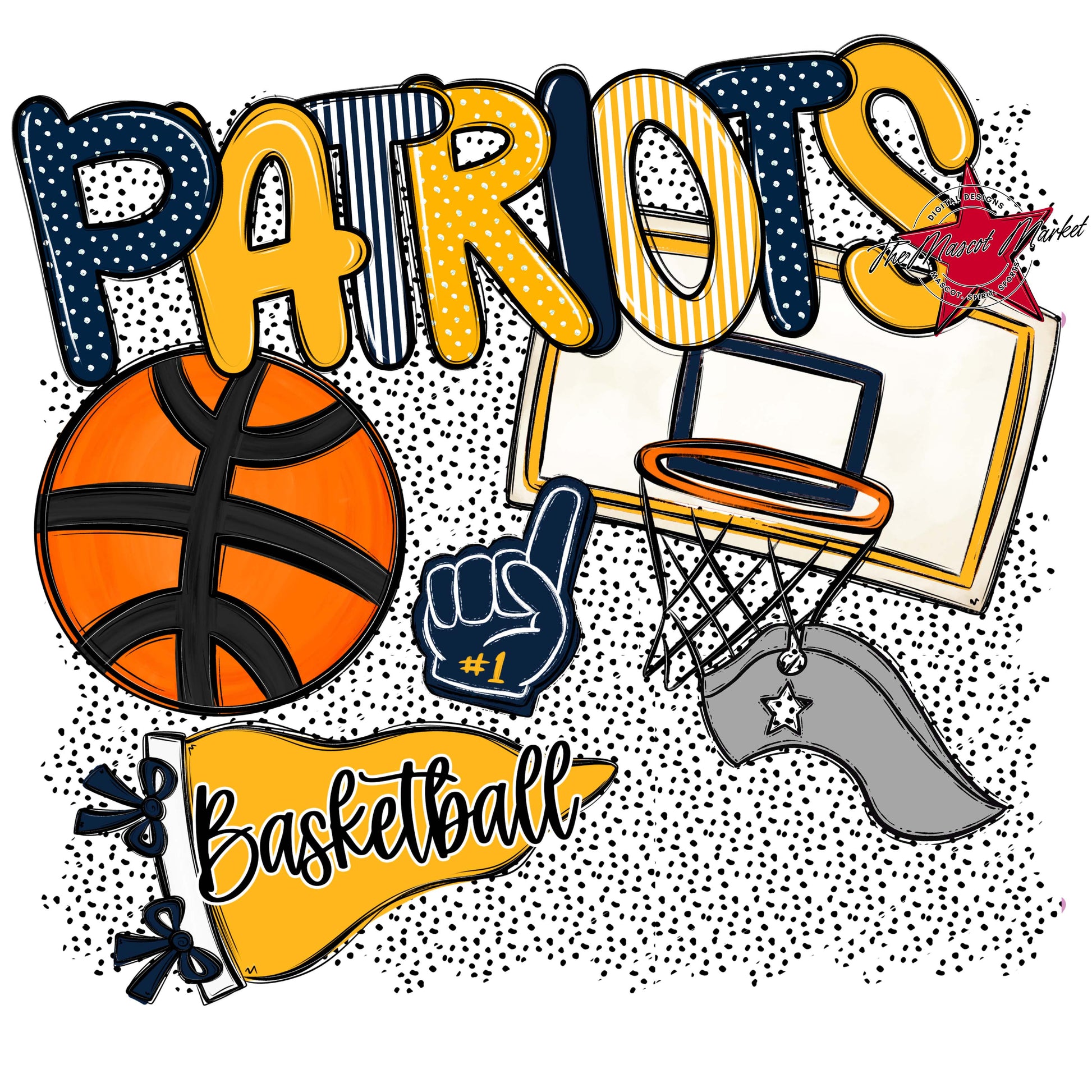 Patriots Basketball Spirit-Navy & Yellow