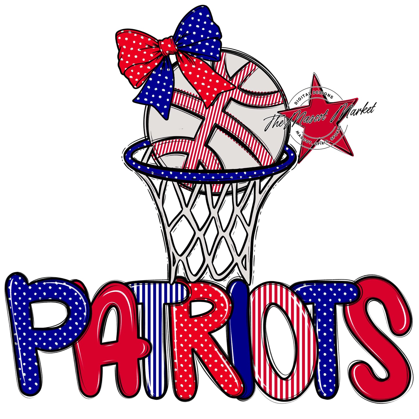 Patriots Basketball Spirit Design-Blue & Red