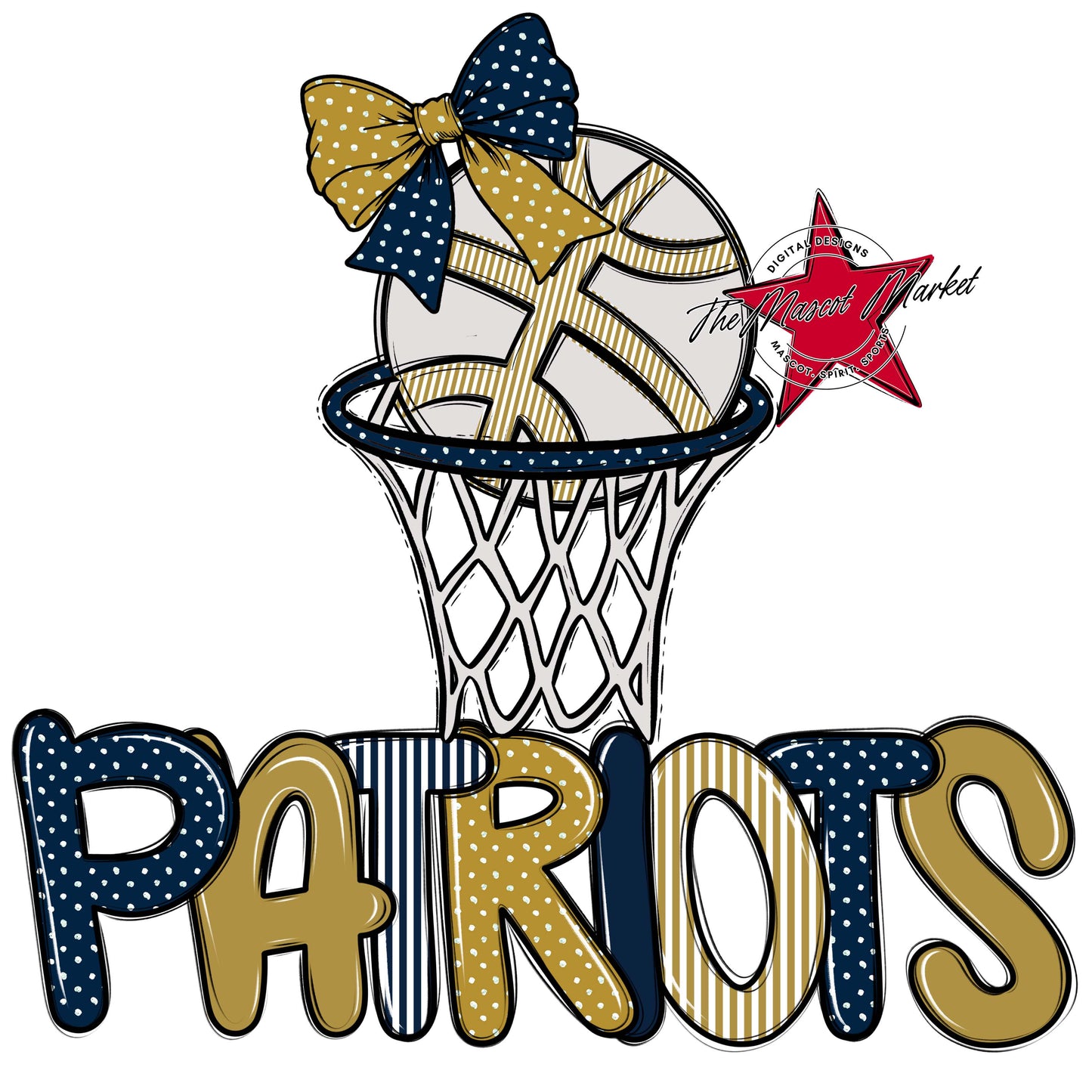 Patriots Basketball Spirit Design-Navy & Gold