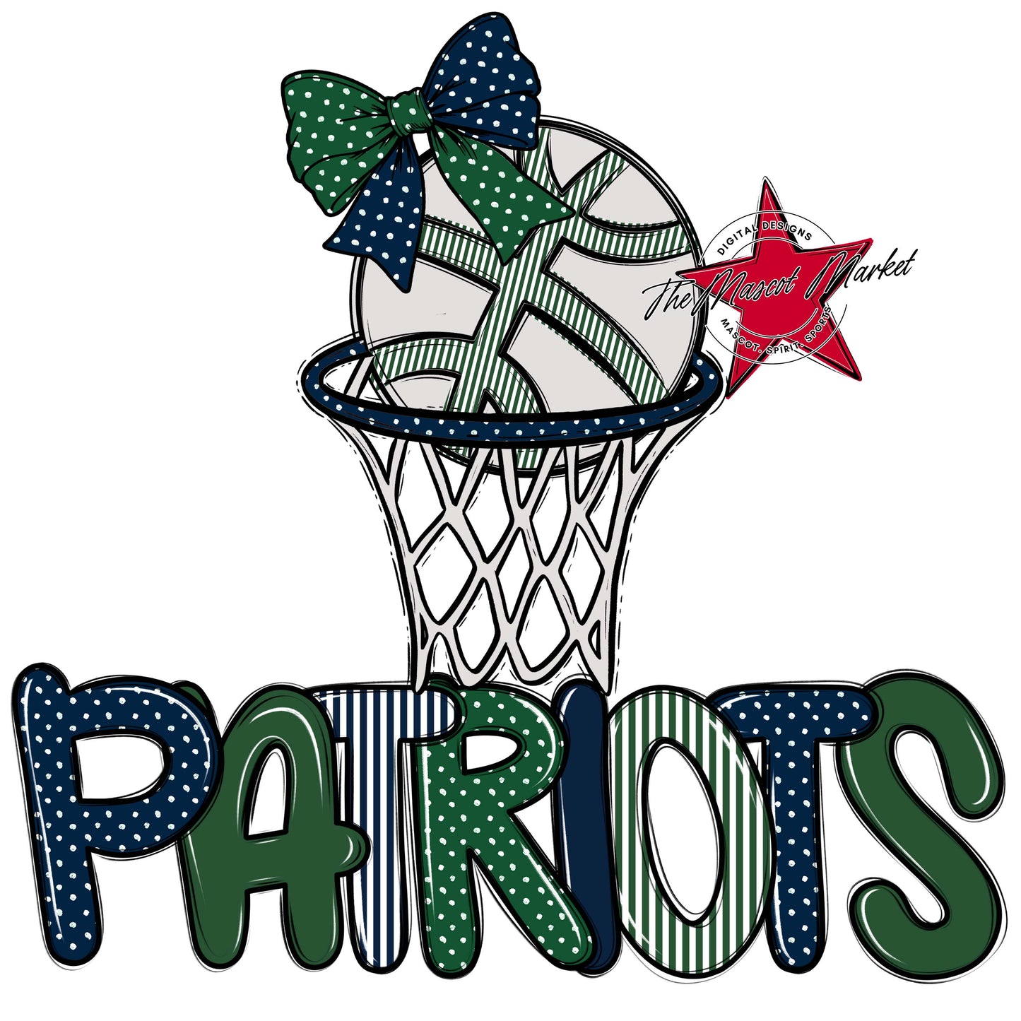 Patriots Basketball Spirit Design-Navy & Green