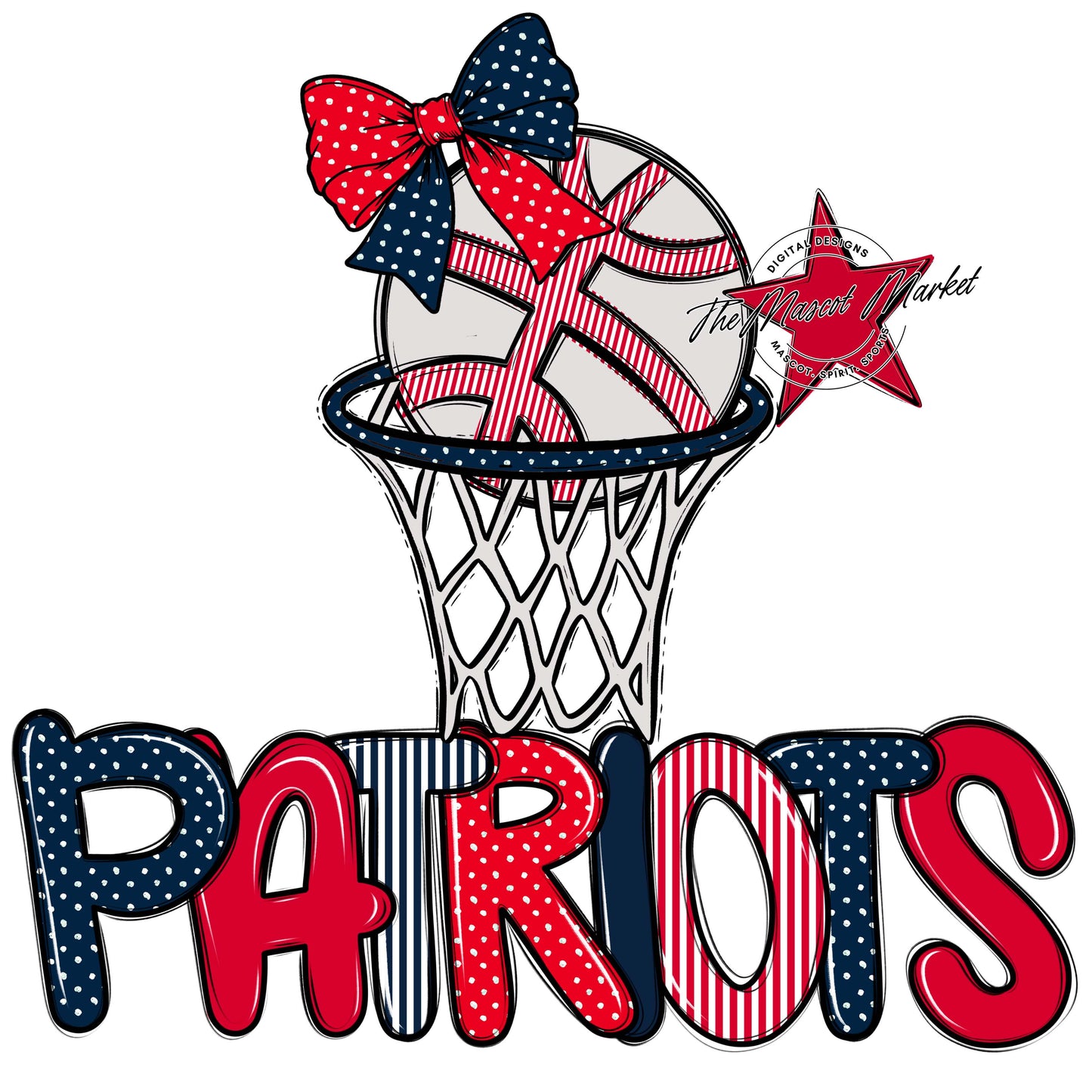 Patriots Basketball Spirit Design-Navy & Red