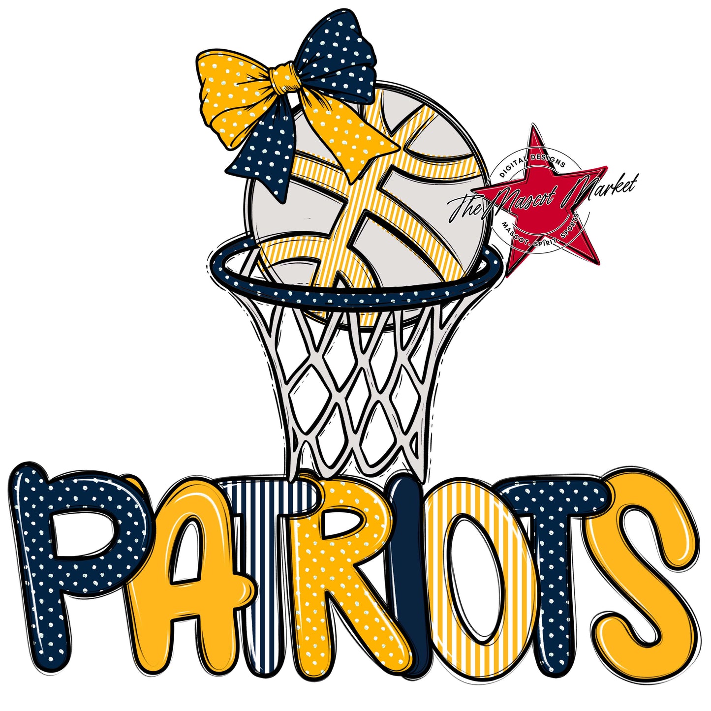 Patriots Basketball Spirit Design-Navy & Yellow