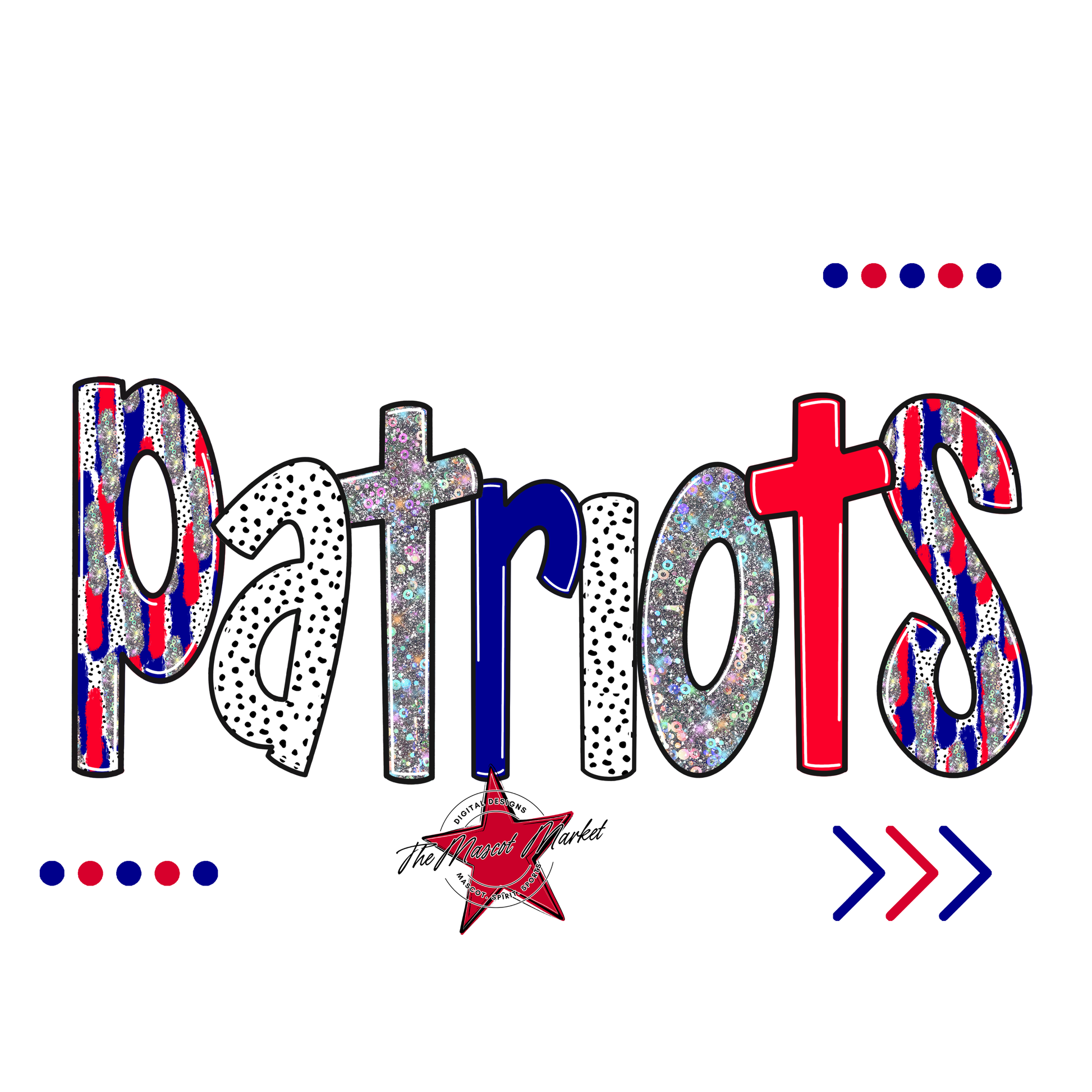 Patriots Brushstroke Alpha w Arrows-Blue-Red