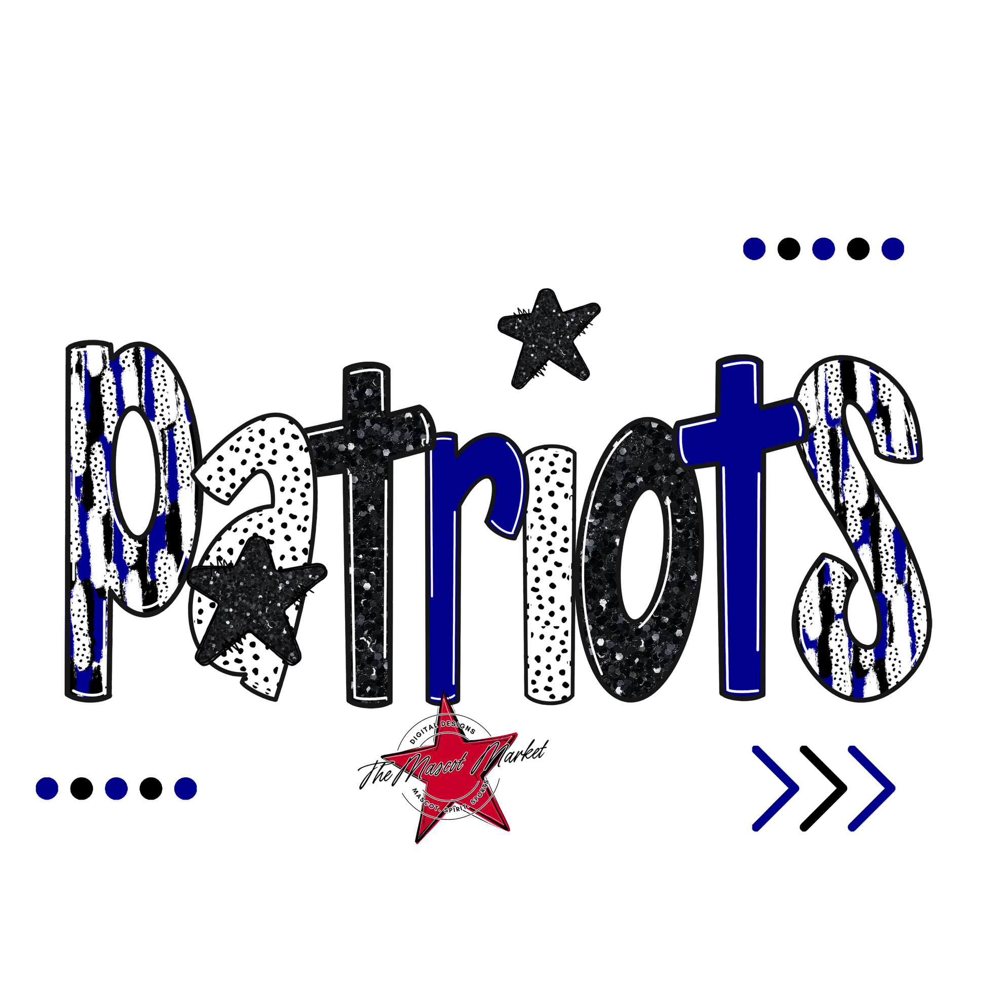 Patriots Brushstroke Alpha w Arrows-Blue
