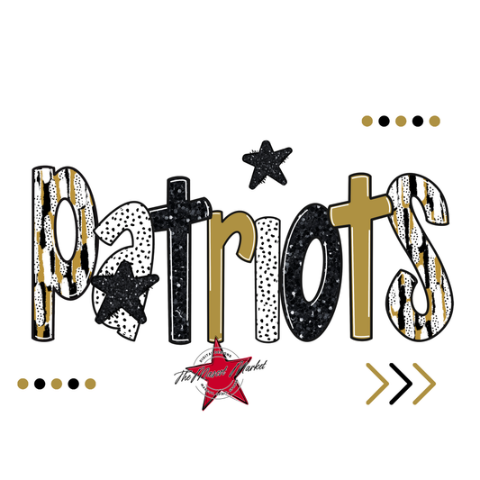 Patriots Brushstroke Alpha w Arrows-Gold