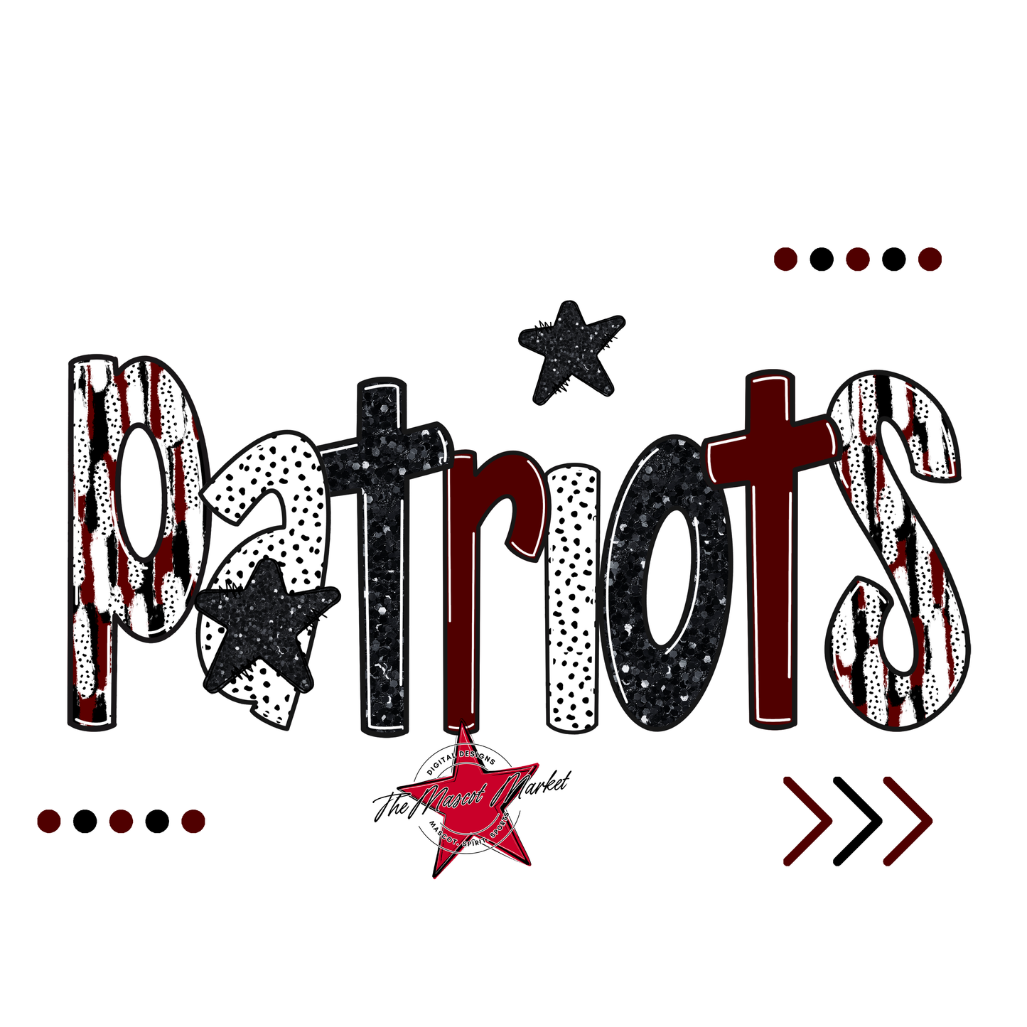Patriots Brushstroke Alpha w Arrows-Maroon