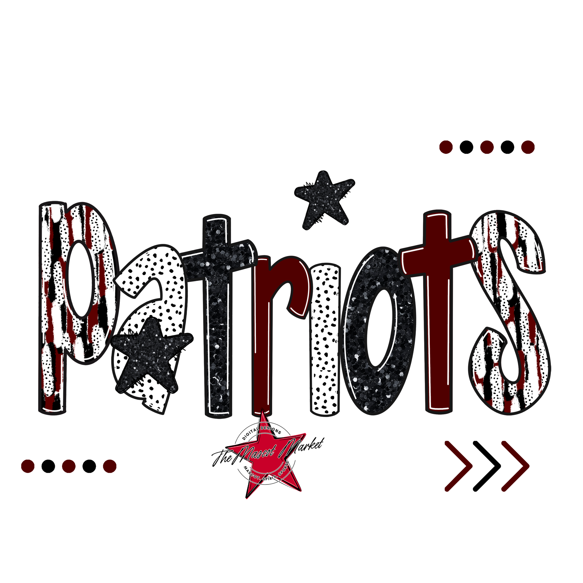 Patriots Brushstroke Alpha w Arrows-Maroon