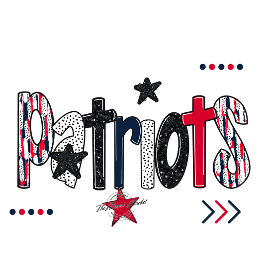 Patriots Brushstroke Alpha w Arrows-Navy-Red