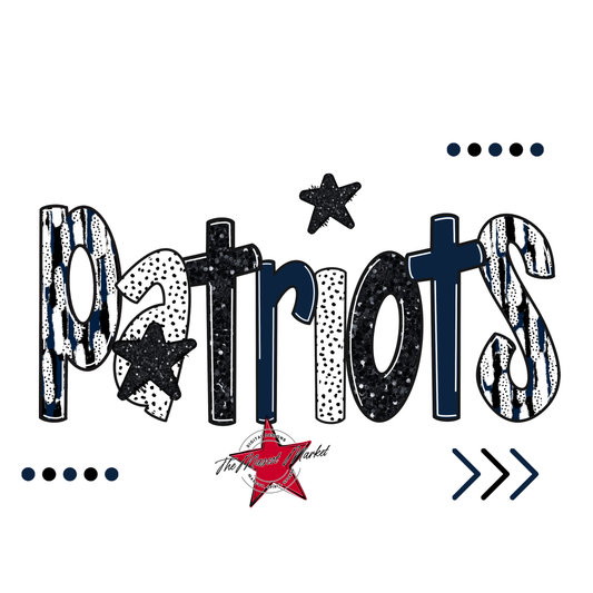 Patriots Brushstroke Alpha w Arrows-Navy