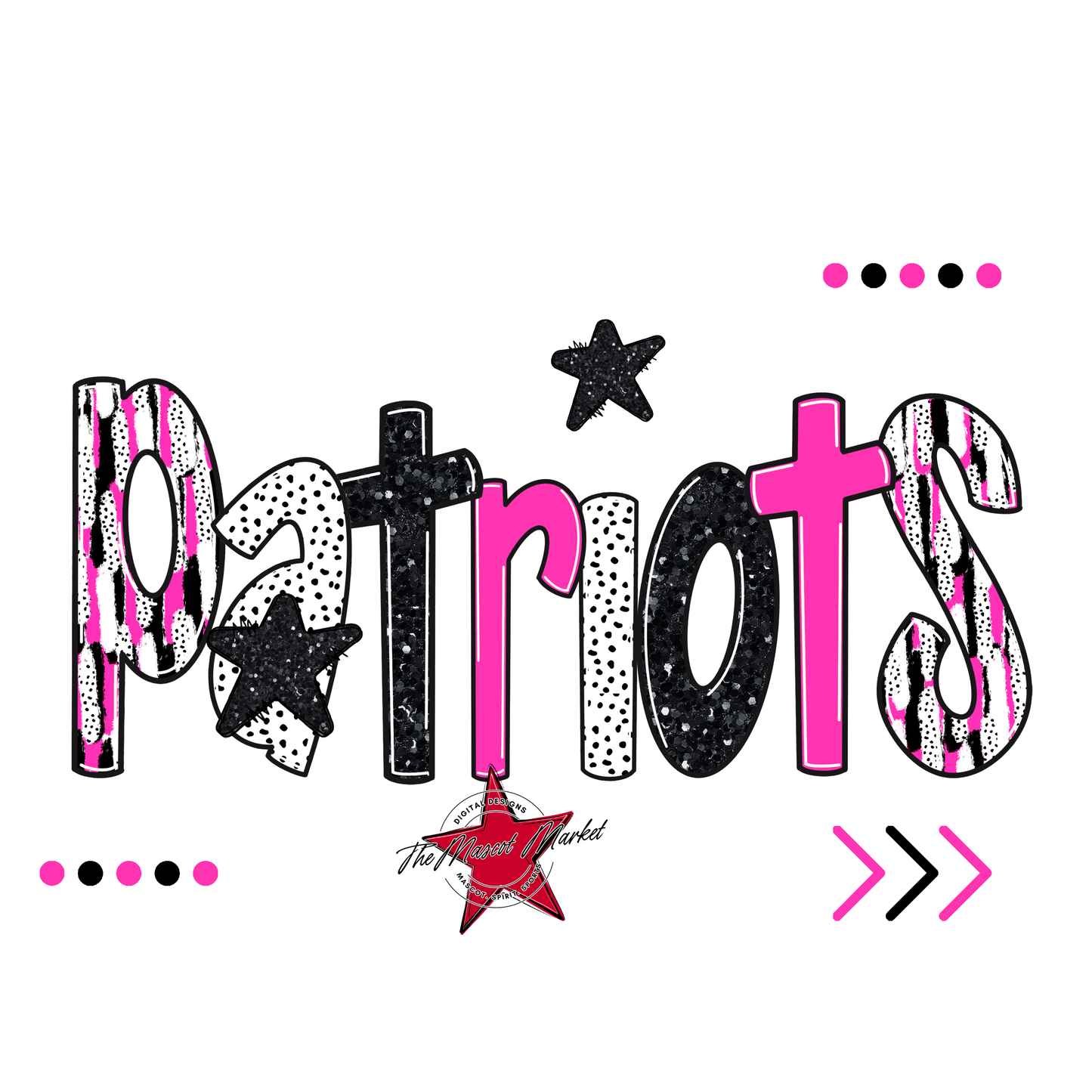 Patriots Brushstroke Alpha w Arrows-Pink