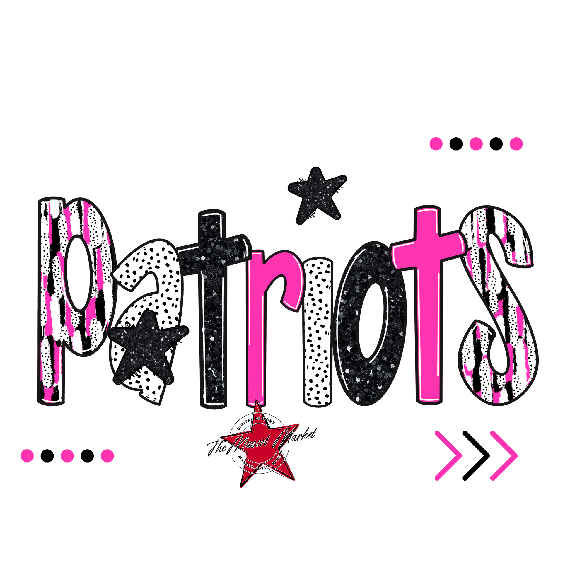Patriots Brushstroke Alpha w Arrows-Pink