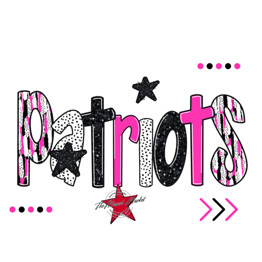 Patriots Brushstroke Alpha w Arrows-Pink