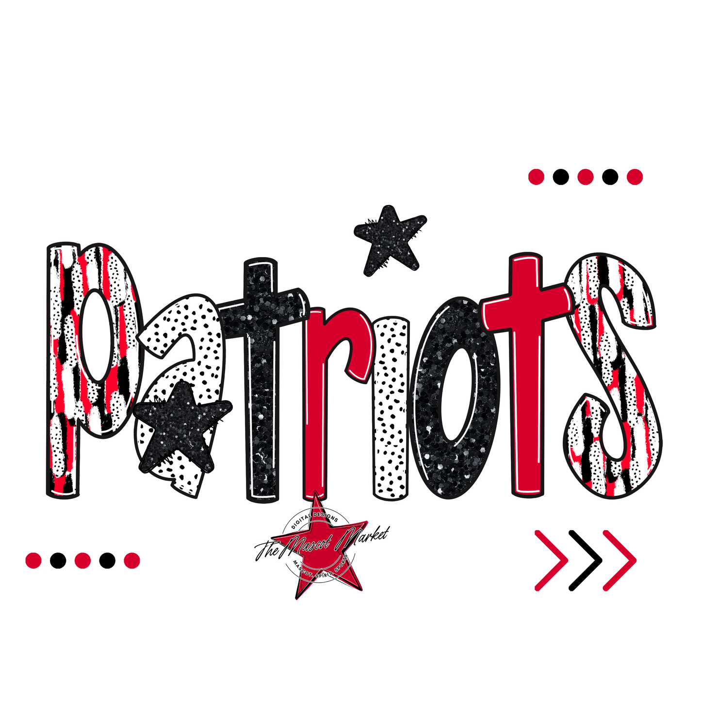 Patriots Brushstroke Alpha w Arrows-Red