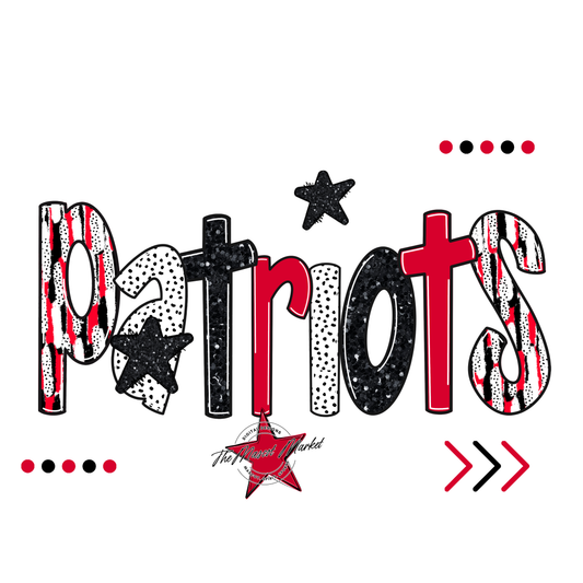 Patriots Brushstroke Alpha w Arrows-Red