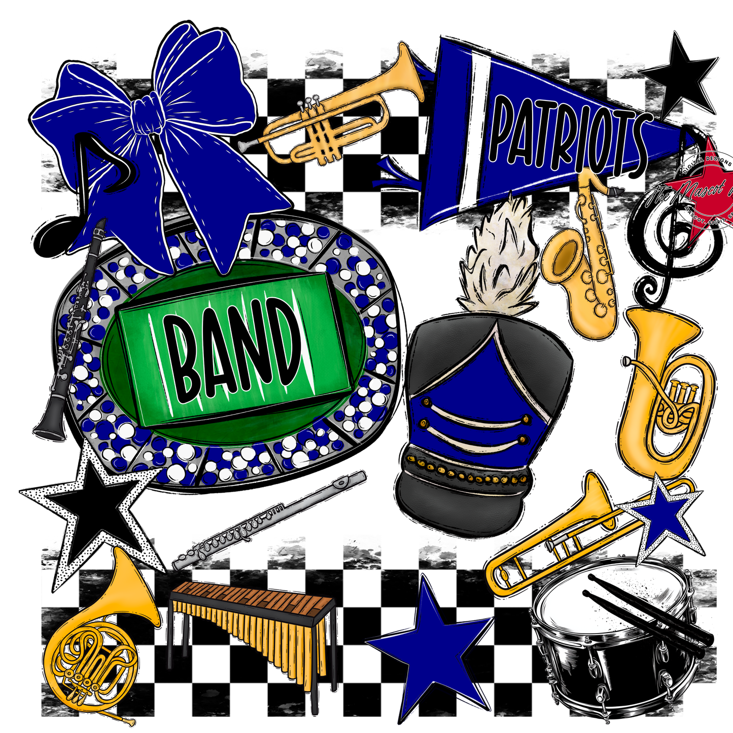 Patriots Checkers Band Spirit Design-Blue