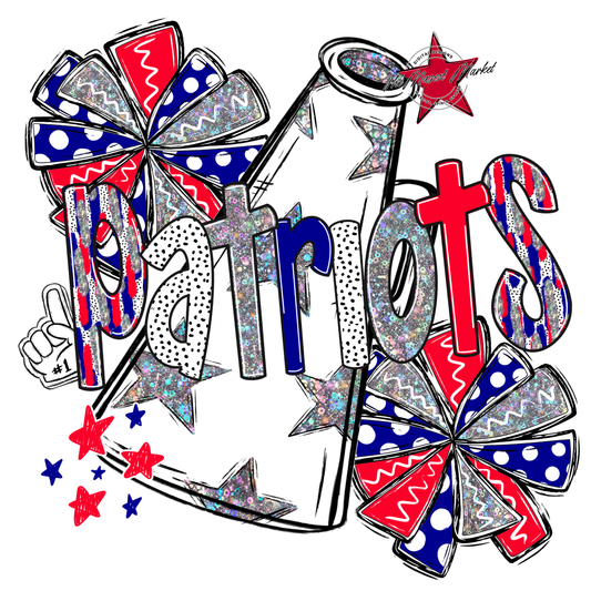 Patriots Cheer Megaphone Scrape-Blue-Red