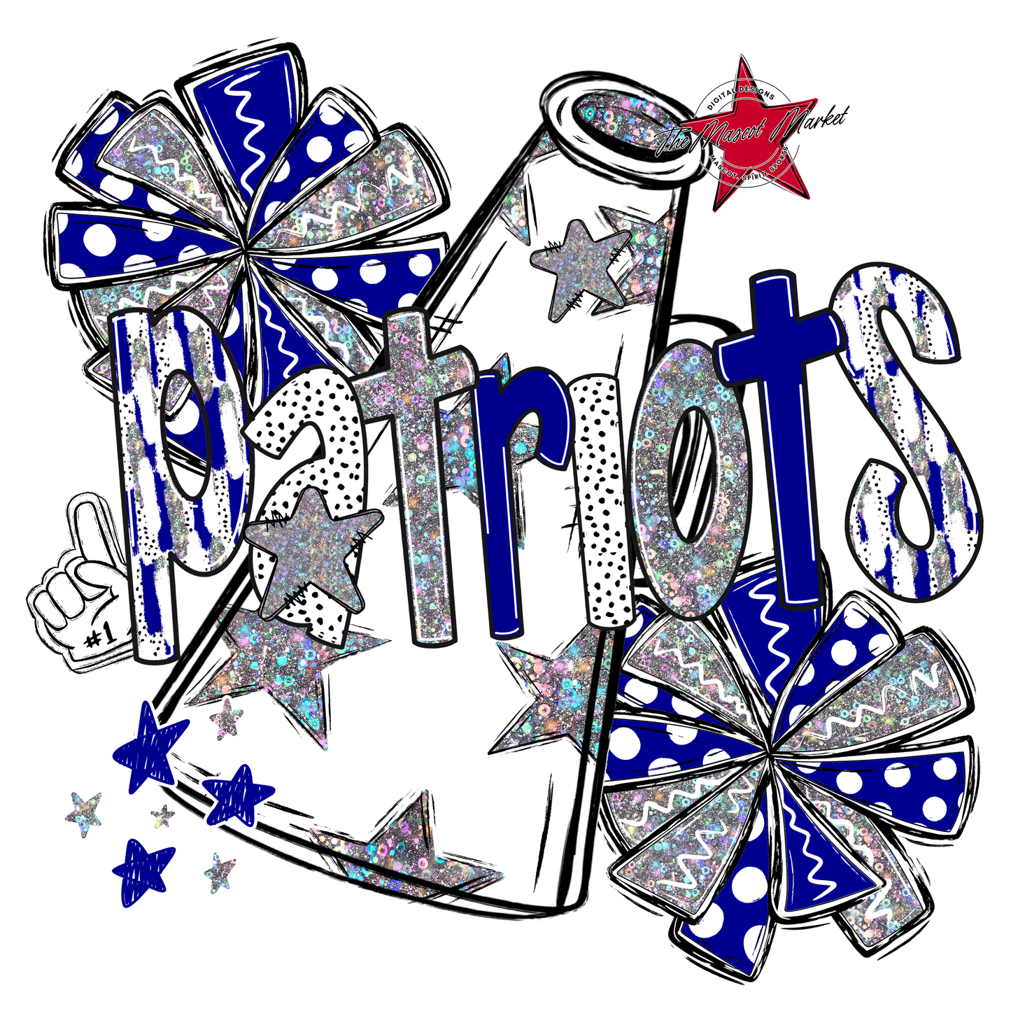 Patriots Cheer Megaphone Scrape-Blue