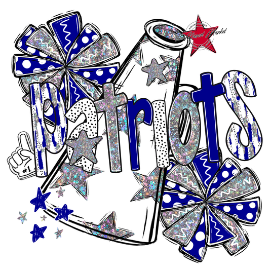 Patriots Cheer Megaphone Scrape-Blue