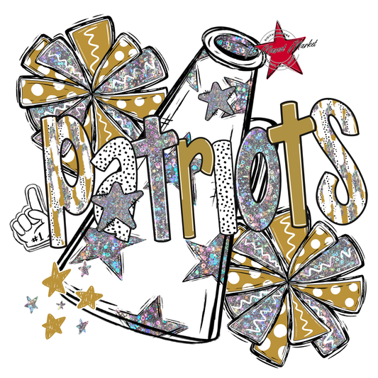 Patriots Cheer Megaphone Scrape-Gold