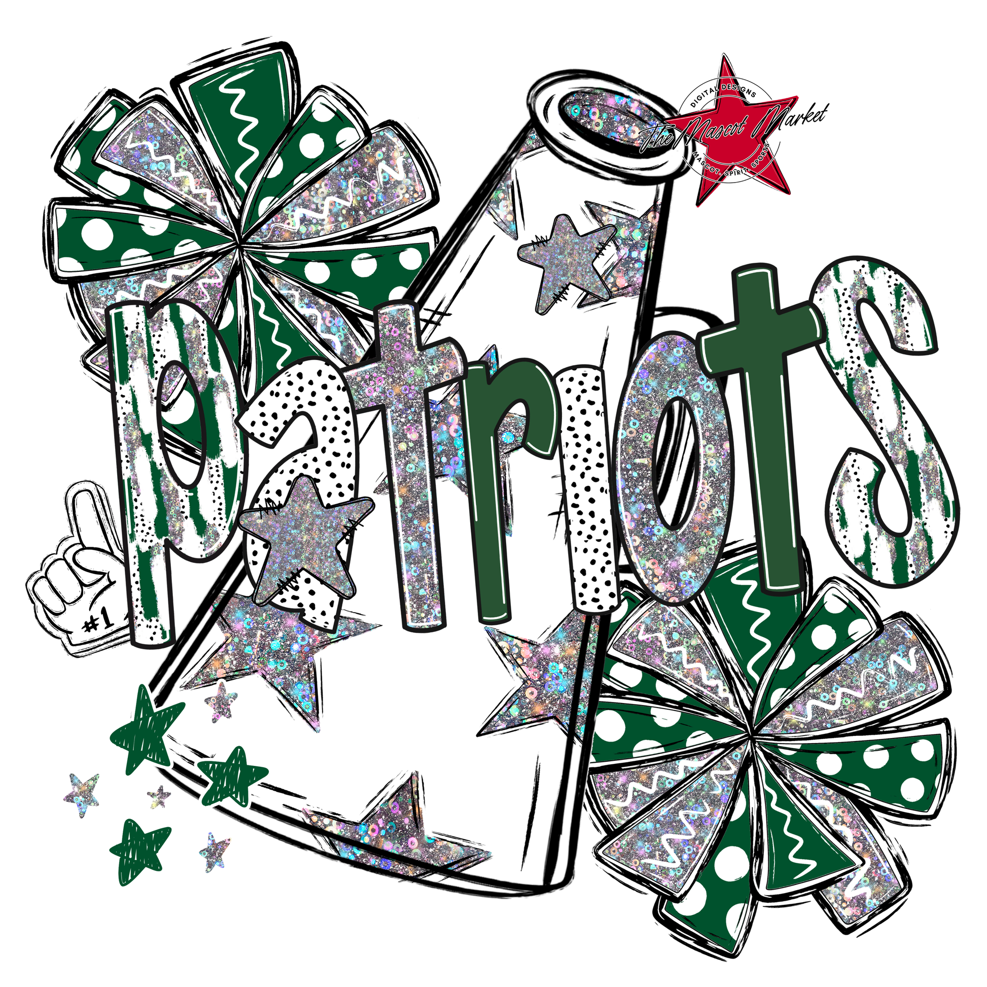 Patriots Cheer Megaphone Scrape-Green