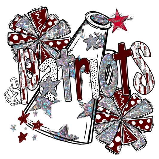 Patriots Cheer Megaphone Scrape-Maroon