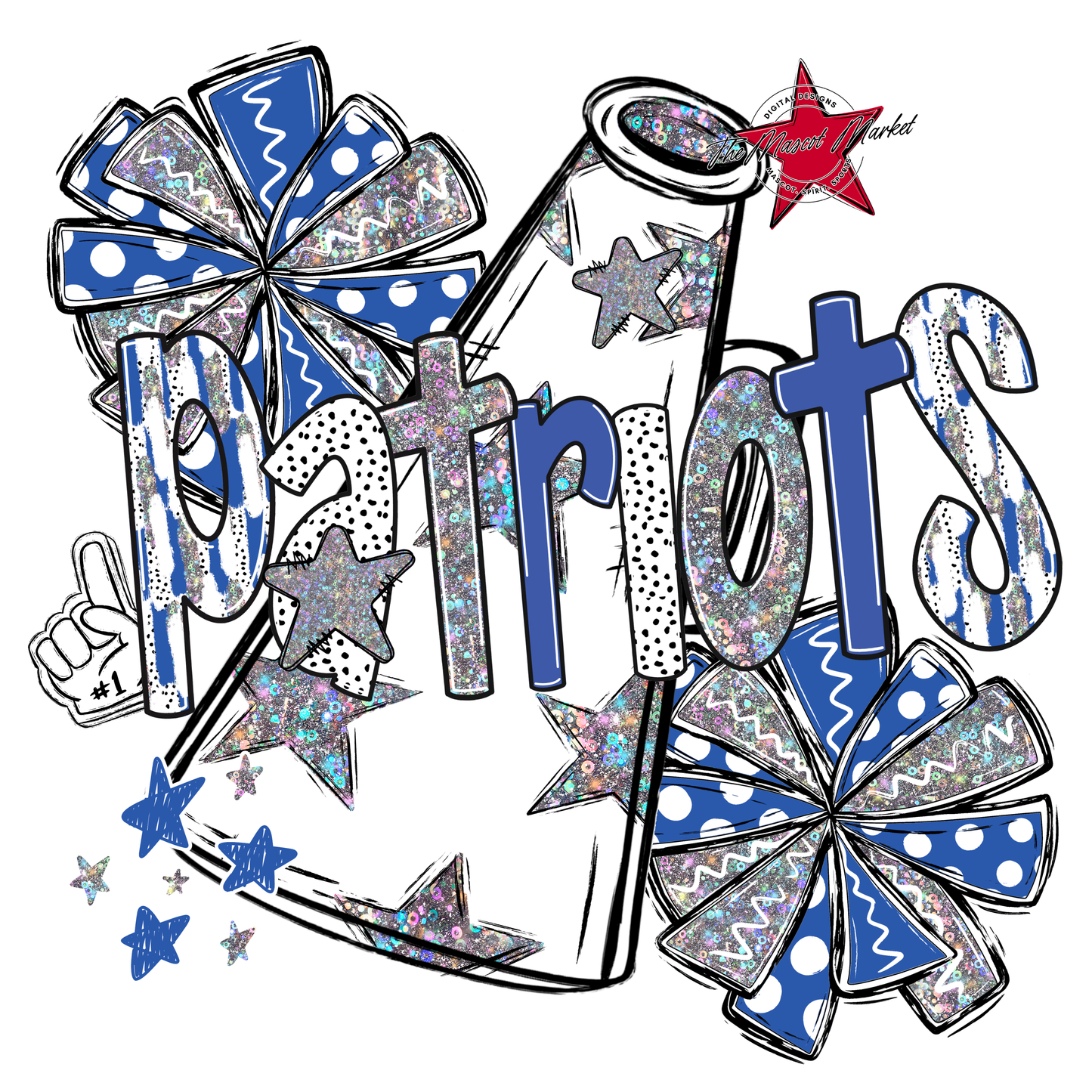 Patriots Cheer Megaphone Scrape-Off Blue