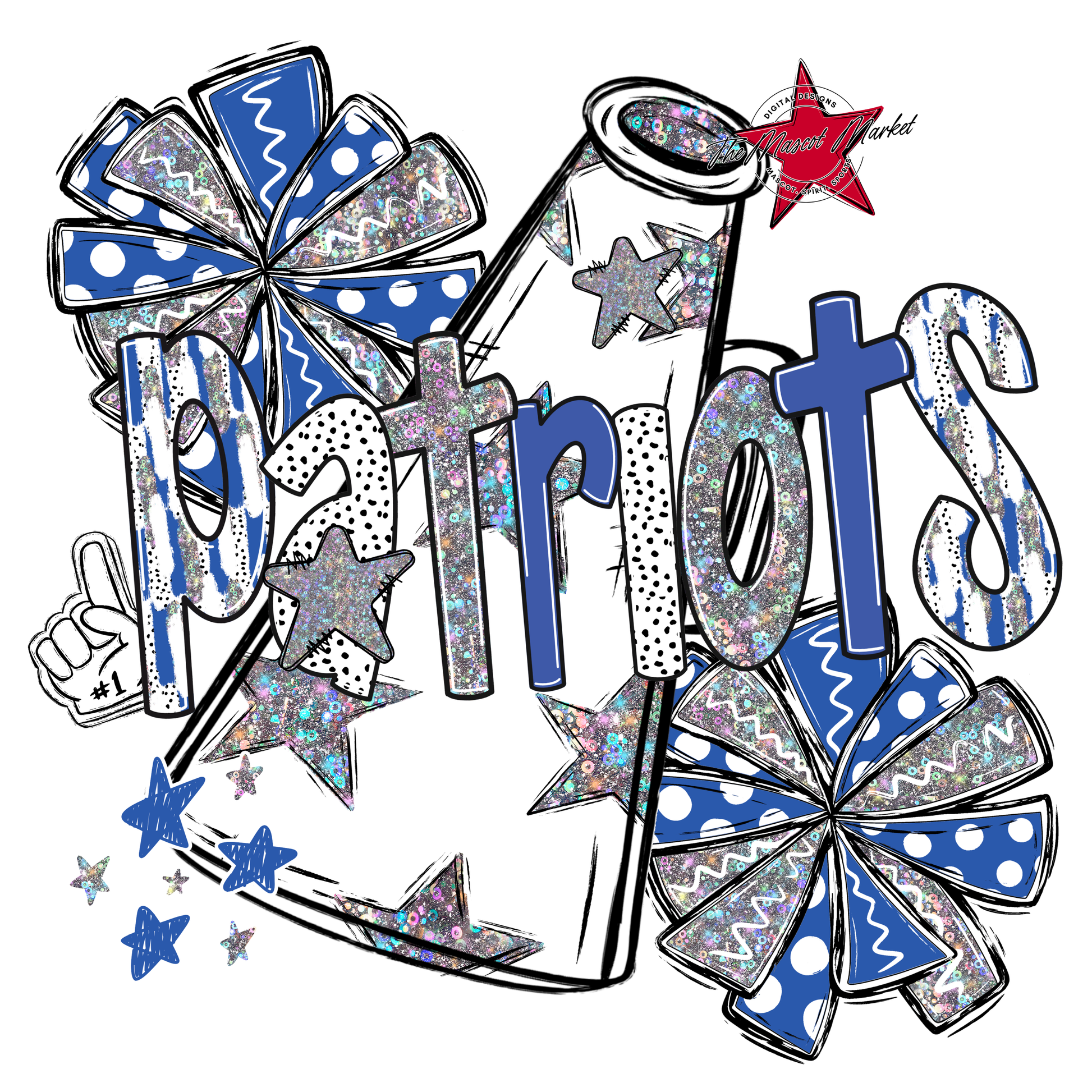 Patriots Cheer Megaphone Scrape-Off Blue
