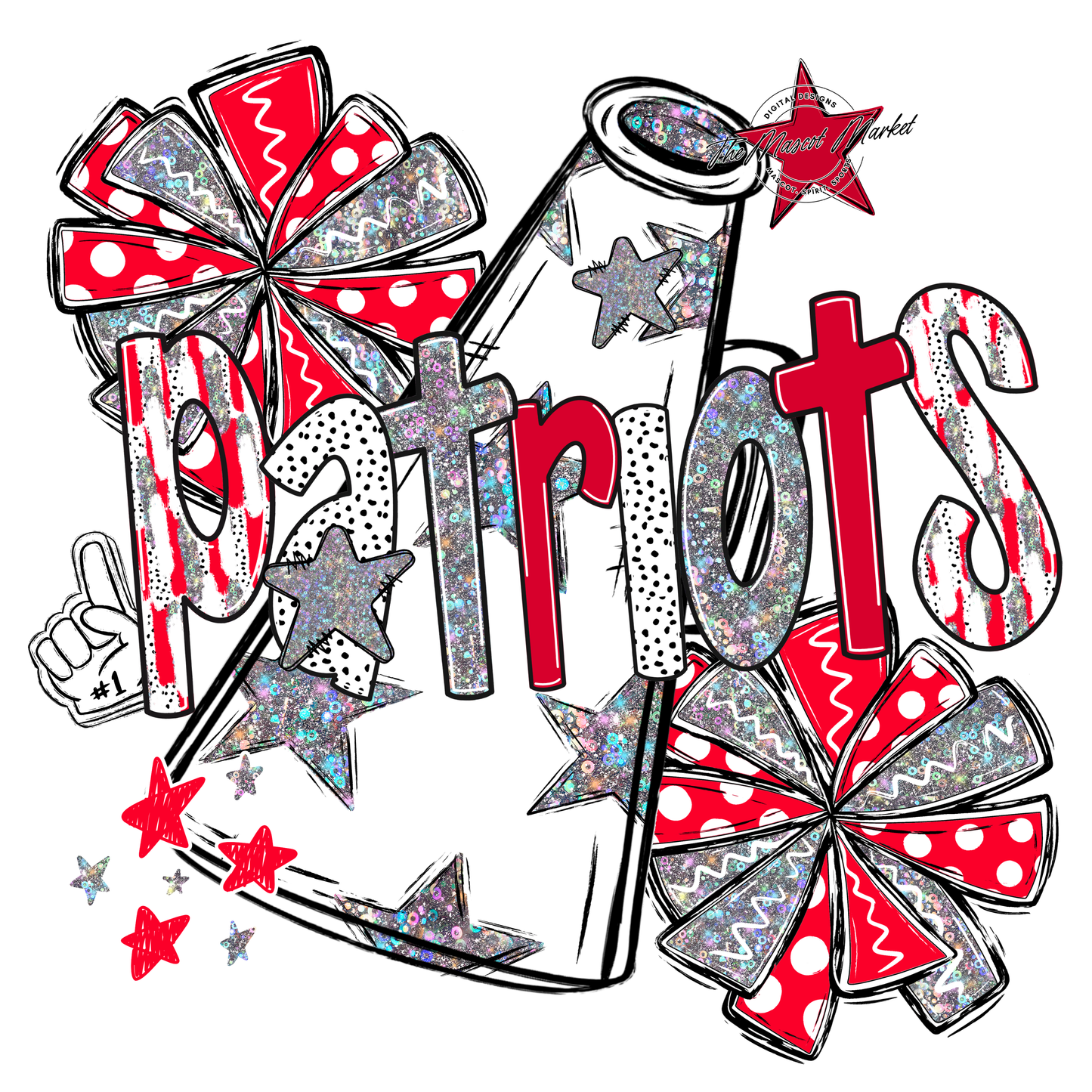 Patriots Cheer Megaphone Scrape-Red