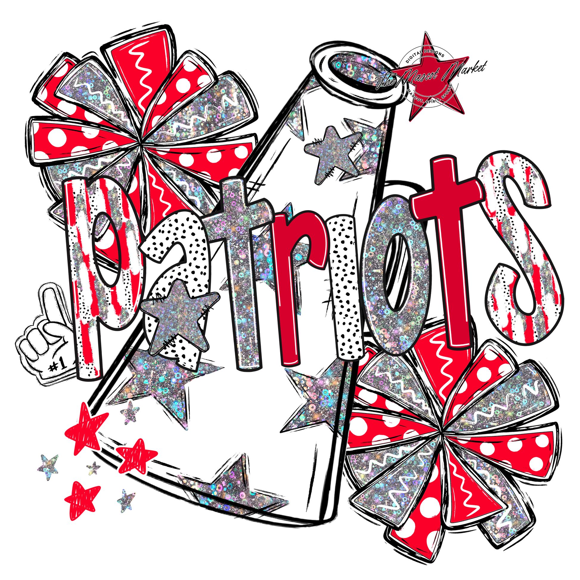 Patriots Cheer Megaphone Scrape-Red