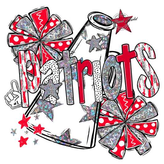 Patriots Cheer Megaphone Scrape-Red