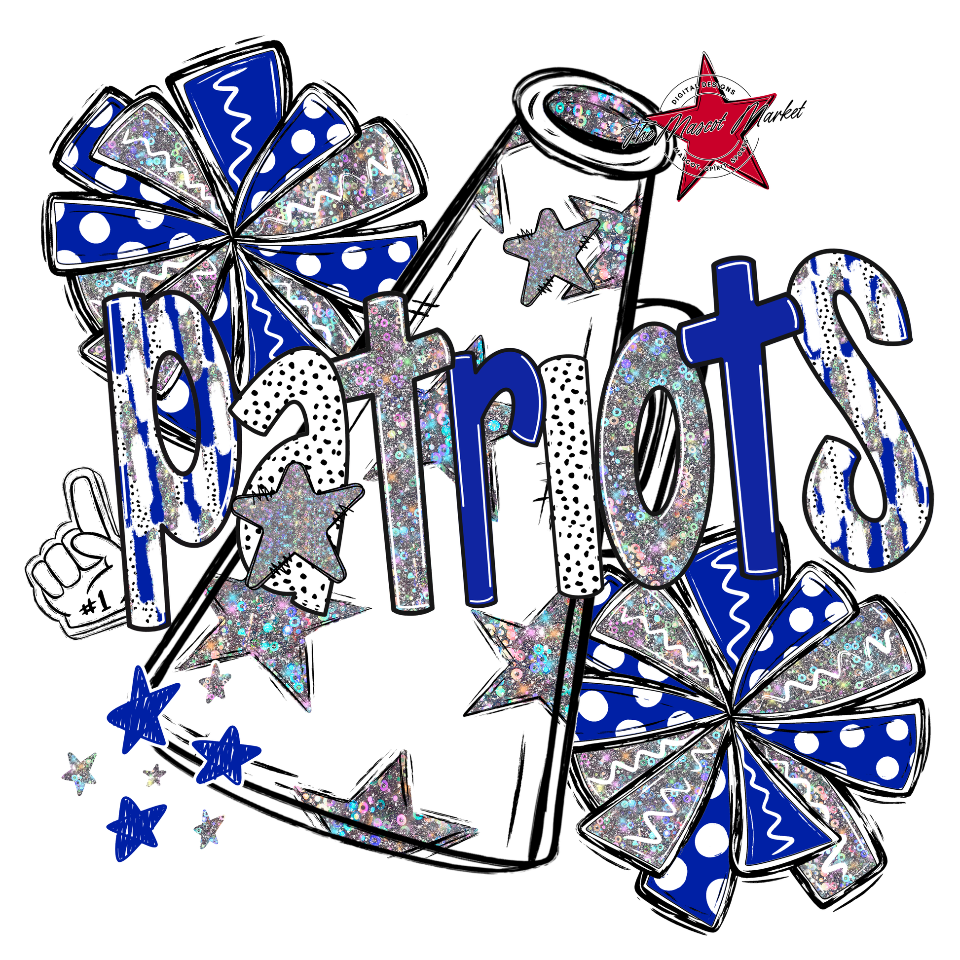 Patriots Cheer Megaphone Scrape-Royal Blue