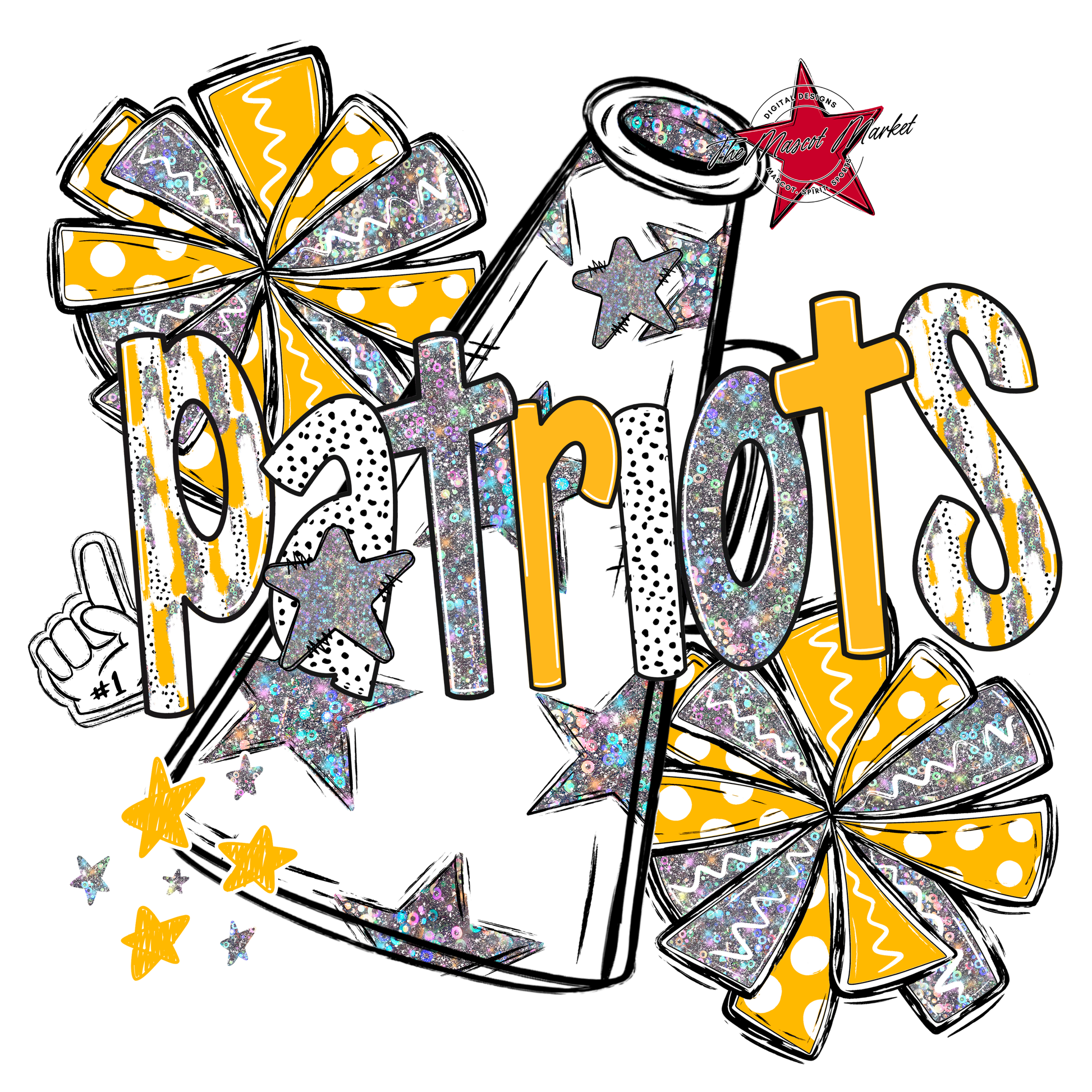 Patriots Cheer Megaphone Scrape-Yellow