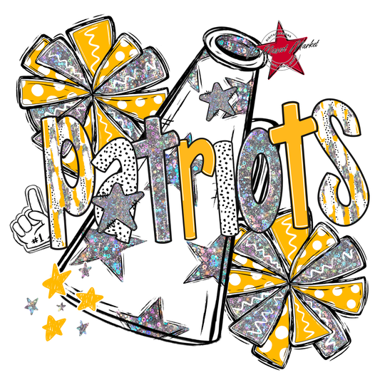 Patriots Cheer Megaphone Scrape-Yellow