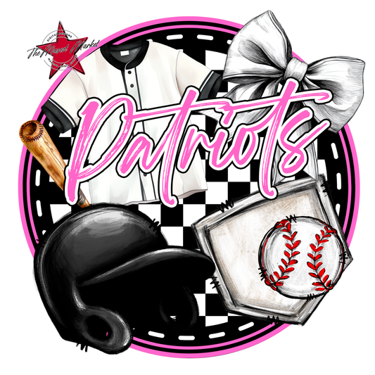 Patriots Circle Baseball Design-Baby Pink