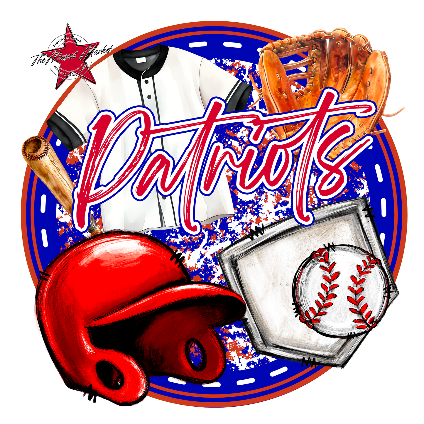 Patriots Circle Baseball Design-Blue-Red