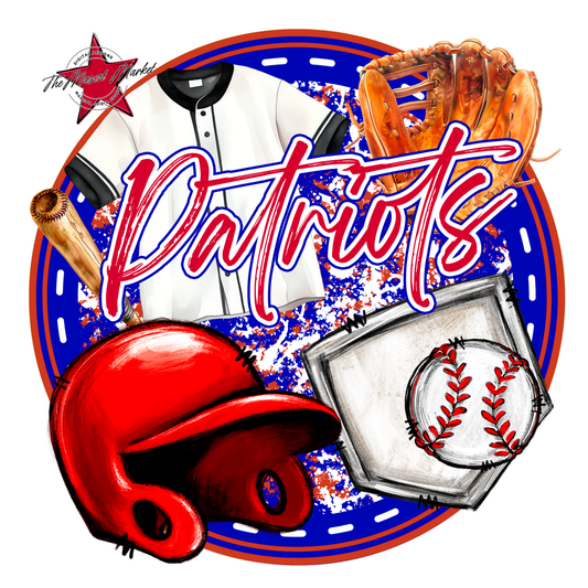 Patriots Circle Baseball Design-Blue-Red