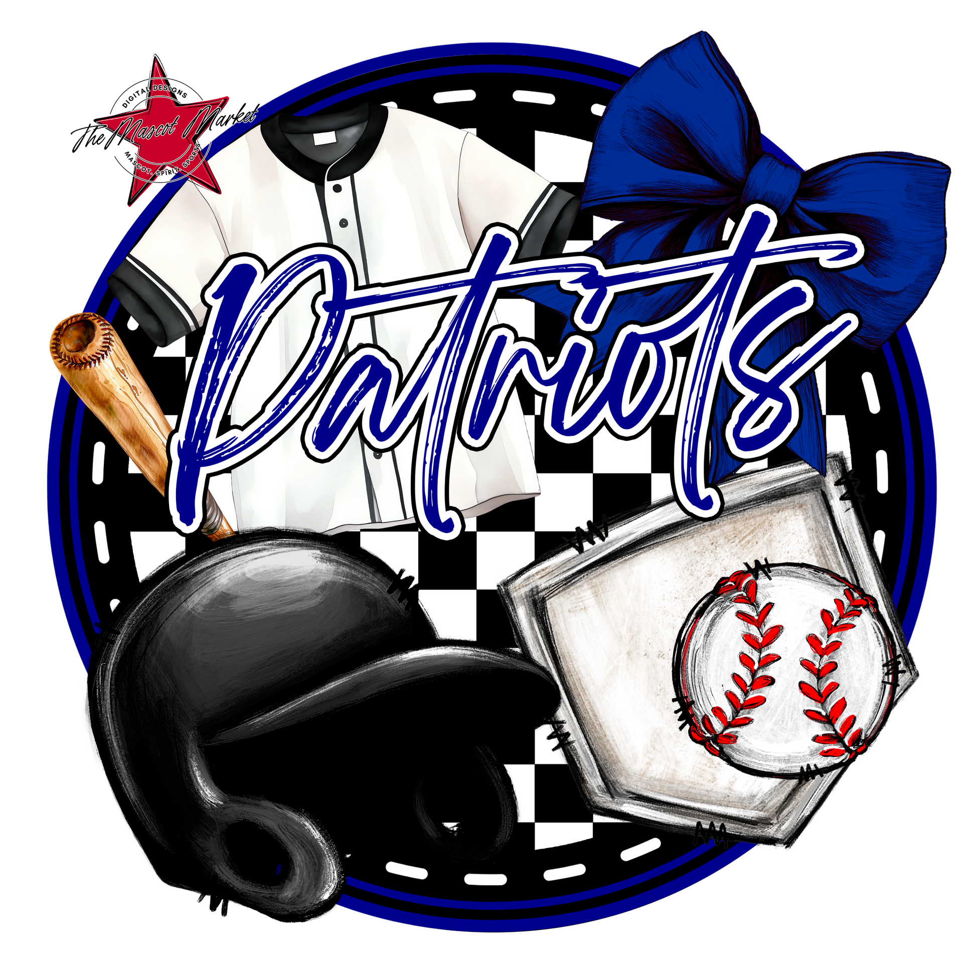Patriots Circle Baseball Design-Blue
