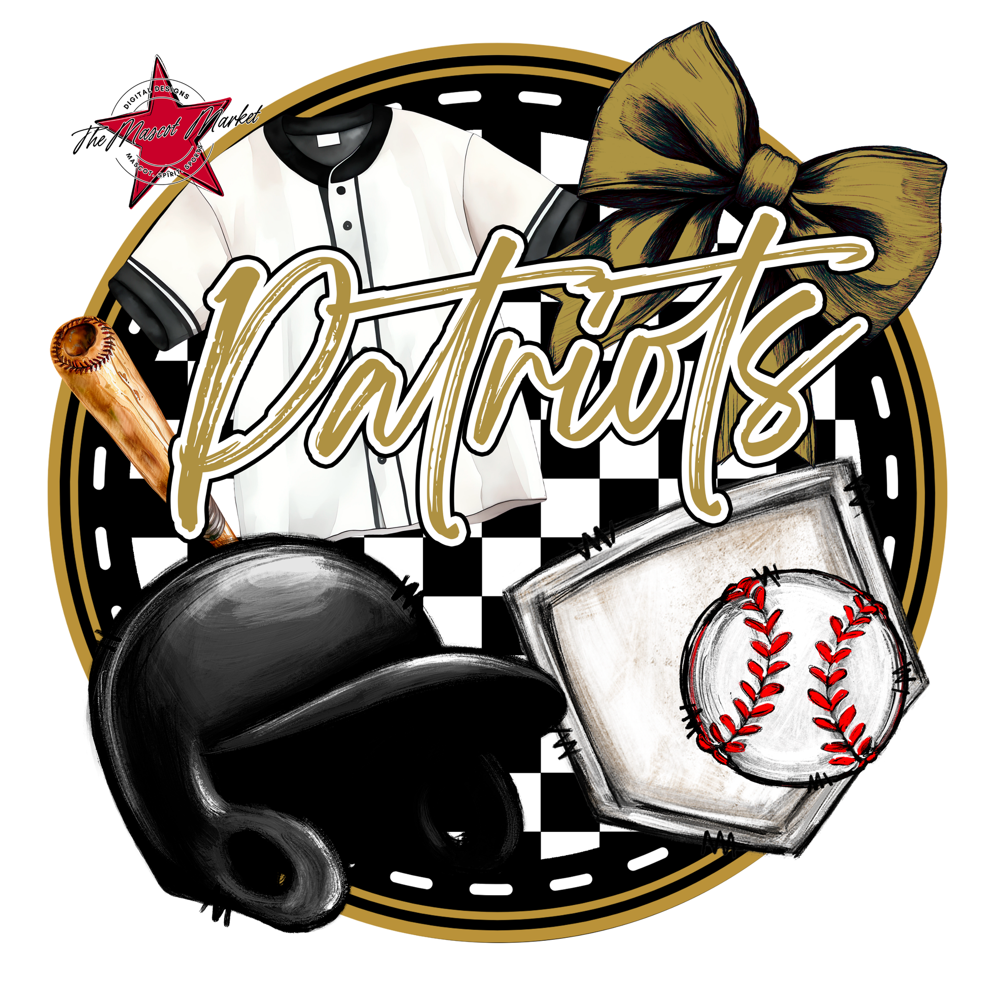 Patriots Circle Baseball Design-Gold