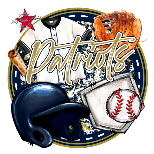 Patriots Circle Baseball Design-Navy-Gold