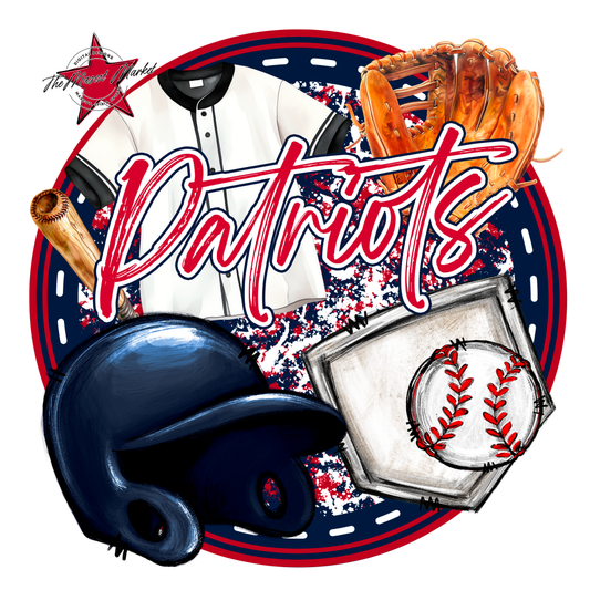 Patriots Circle Baseball Design-Navy-Red