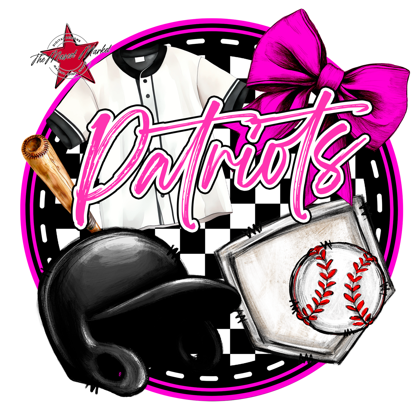 Patriots Circle Baseball Design-Pink