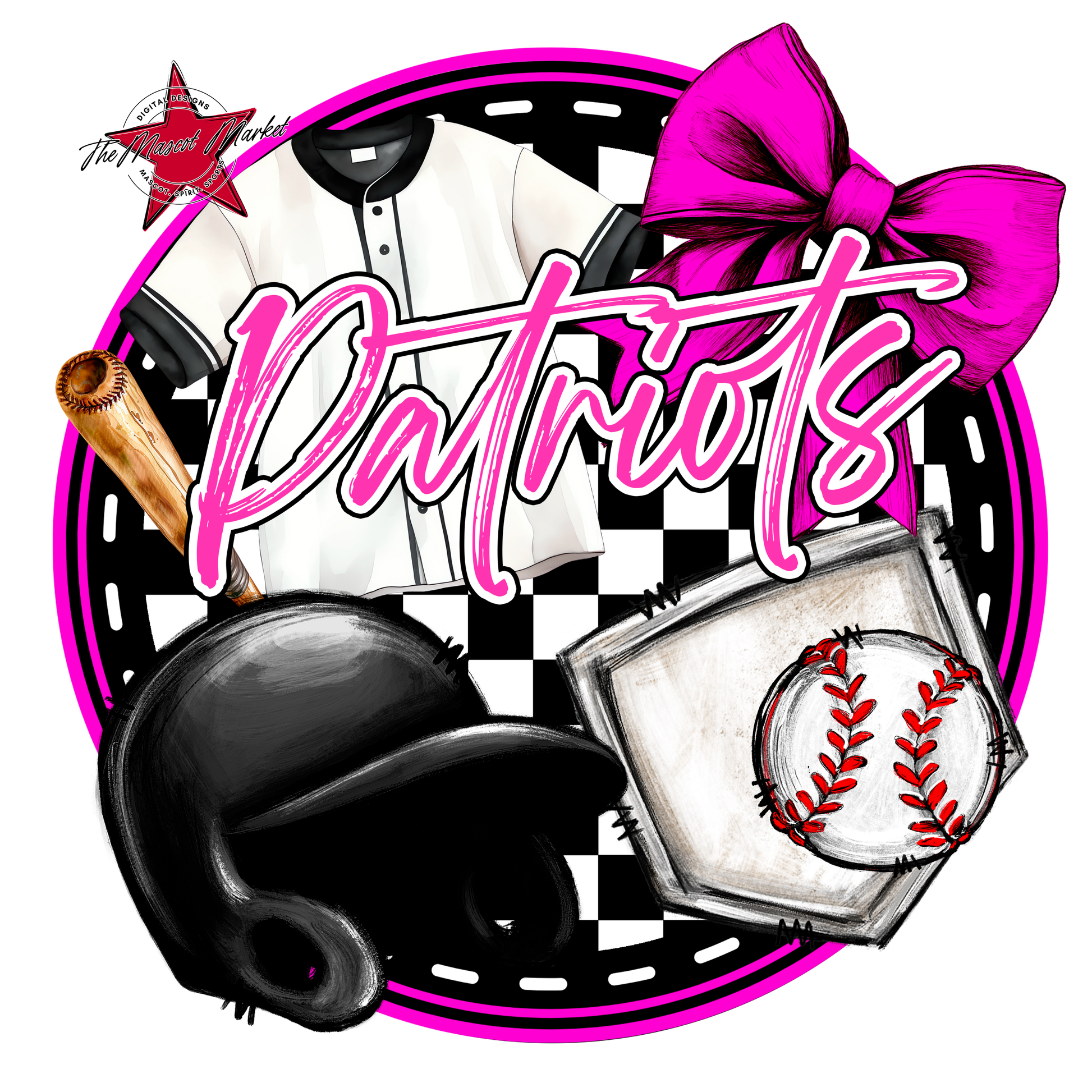 Patriots Circle Baseball Design-Pink
